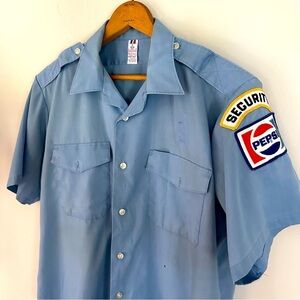 Vintage 70s Flying Cross Pepsi Security Uniform Top Thrashed Sz M/L
